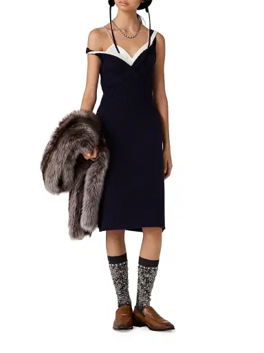 Miu Miu Women's Wool Knit Tank Dress - Blue | Thumbnail 2
