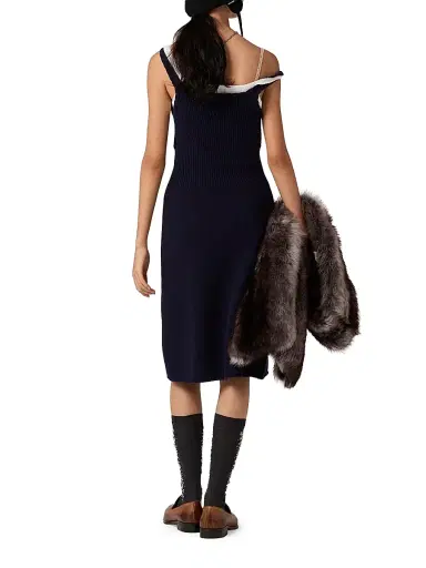 Miu Miu Women's Wool Knit Tank Dress - Blue | Thumbnail 3