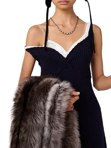 Miu Miu Women's Wool Knit Tank Dress - Blue | Thumbnail 5