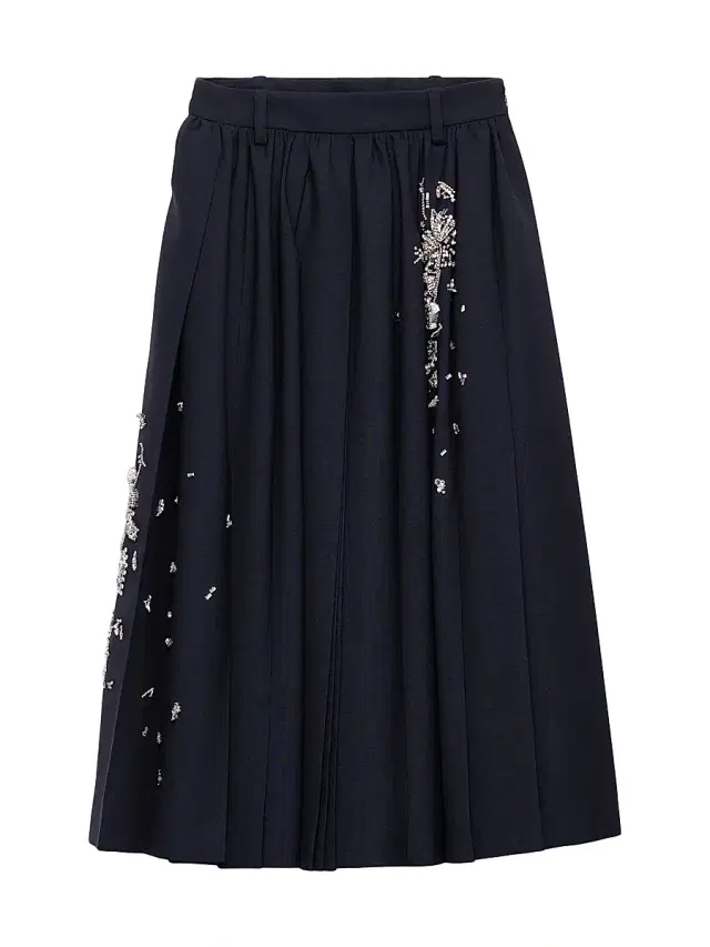 Women's Embroidered Rush Stitch Midi Skirt - Blue