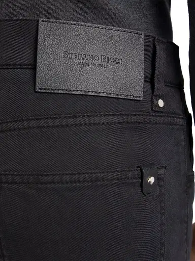 Stefano Ricci Men's Modern Tailored Casual Trousers - Black - Size 32 | Thumbnail 4