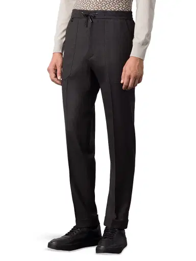 Stefano Ricci Men's Modern Tailored Sport Trousers - Black - Size 42 | Thumbnail 2