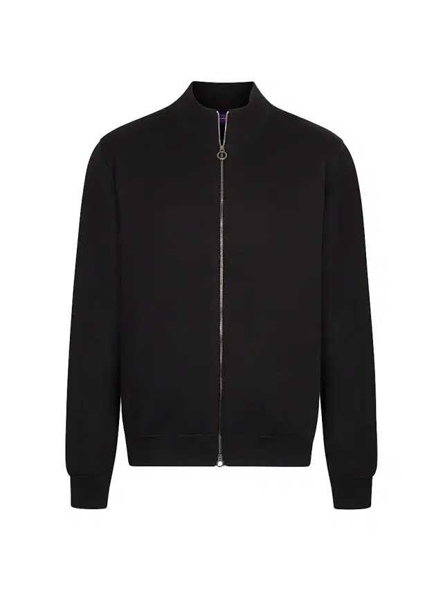 Men's Luxurious Full Zip Sweater - Black