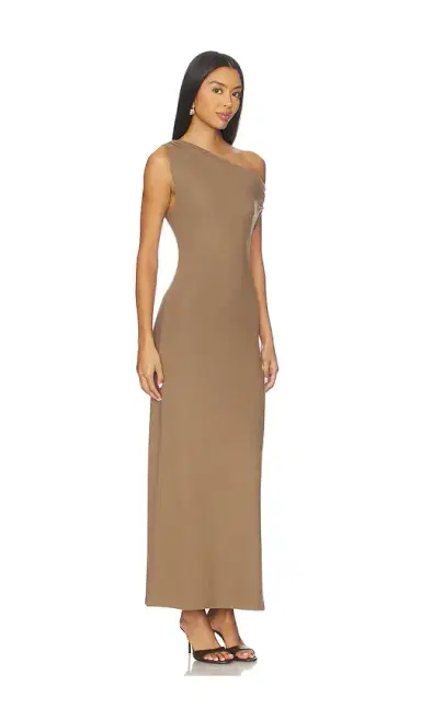 LESET Lauren Ruched Asymmetrical Shoulder Dress | Thumbnail 2