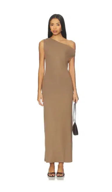 LESET Lauren Ruched Asymmetrical Shoulder Dress | Thumbnail 1
