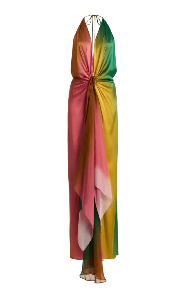 Dixon Stretch-Silk Maxi Halter Dress