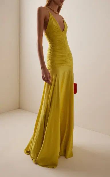 Silvia Tcherassi Sana Ruched Silk-Blend Maxi Dress | Thumbnail 2 Silvia Tcherassi Sana Ruched Silk-Blend Maxi Dress | Thumbnail 2