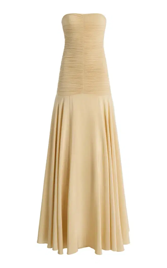 Norma Ruched Silk-Blend Maxi Dress