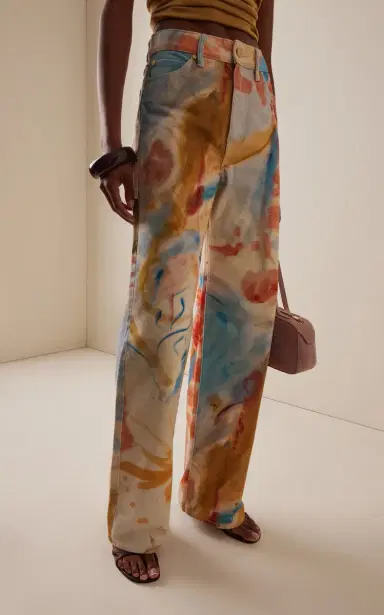 Ulla Johnson Willow Printed Denim Wide-Leg Cotton Jeans | Thumbnail 3