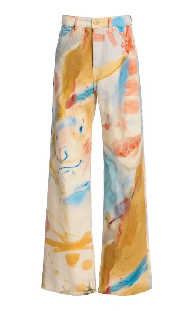 Willow Printed Denim Wide-Leg Cotton Jeans