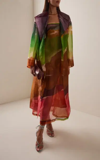 Ulla Johnson Landscape Printed Silk Chiffon Midi Dress | Thumbnail 3