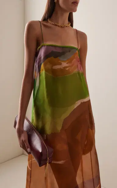 Ulla Johnson Landscape Printed Silk Chiffon Midi Dress | Thumbnail 4