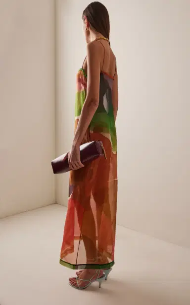 Ulla Johnson Landscape Printed Silk Chiffon Midi Dress | Thumbnail 5