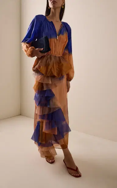 Ulla Johnson Yelena Printed Silk-Organza Midi Skirt | Thumbnail 2