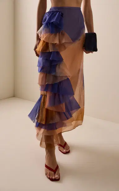 Ulla Johnson Yelena Printed Silk-Organza Midi Skirt | Thumbnail 3