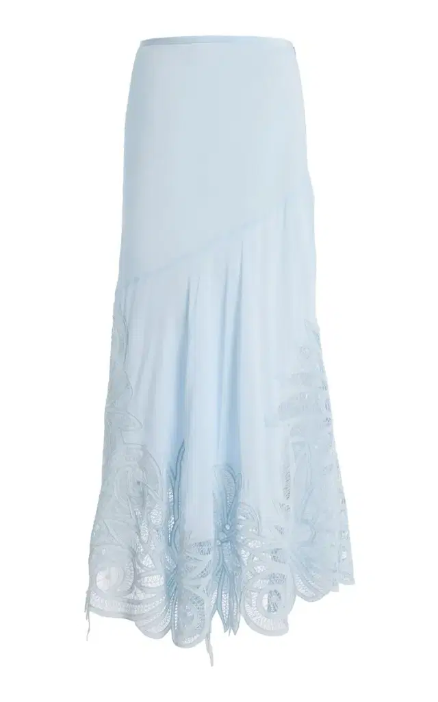 Ulla Johnson Oona Embroidered Silk Crepe De Chine Midi Skirt