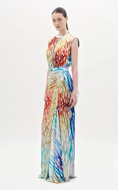 Silvia Tcherassi Samaira Ruched Stretch-Silk Maxi Dress | Thumbnail 2