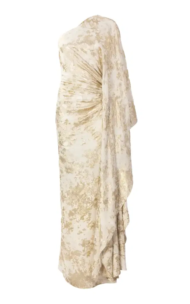 Afrodita Metallic Silk Jacquard Maxi Dress