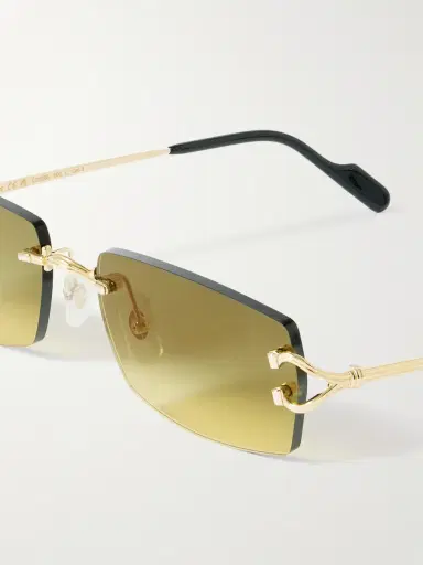 Cartier Eyewear Signature Square-Frame Rimless Gold-Tone Sunglasses - Men | Thumbnail 3
