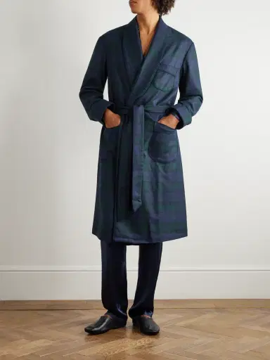 Rubinacci Belted Striped Wool and Cashmere-Blend Robe - Men | Thumbnail 2 Rubinacci Belted Striped Wool and Cashmere-Blend Robe - Men | Thumbnail 2