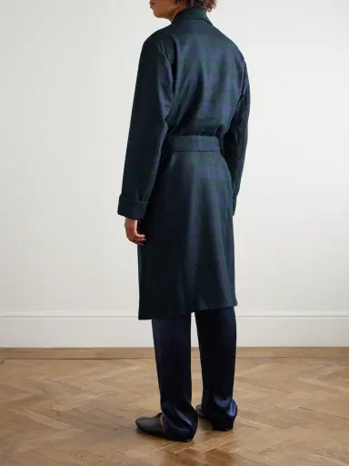 Rubinacci Belted Striped Wool and Cashmere-Blend Robe - Men | Thumbnail 3 Rubinacci Belted Striped Wool and Cashmere-Blend Robe - Men | Thumbnail 3