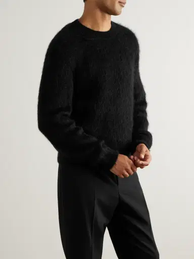 Saint Laurent lim-Fit Mohair-Blend Sweater - Men | Thumbnail 3