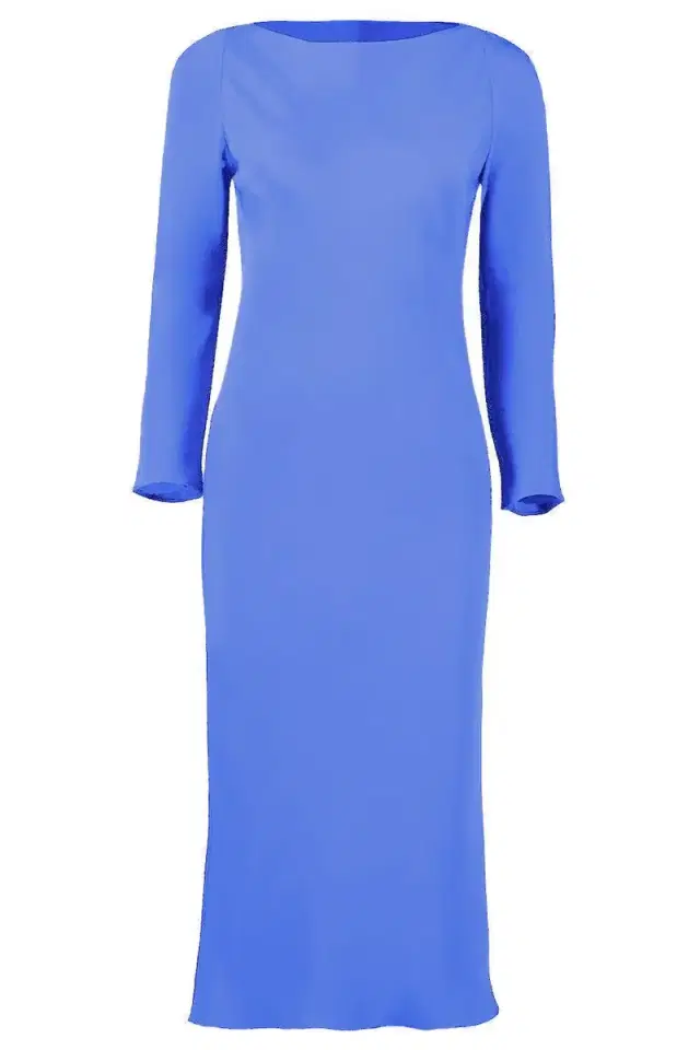 Long Sleeve Midi Dress - Medium Blue
