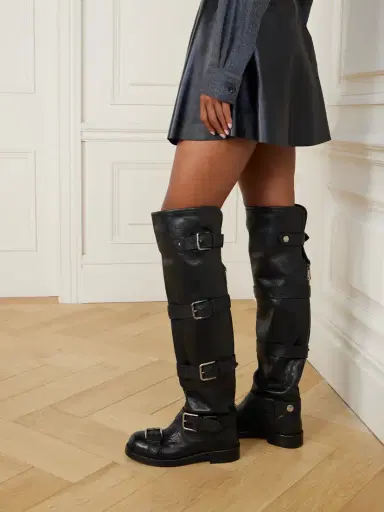 Dolce & Gabbana Bernini Buckled Crinkled-leather Over-the-knee Boots | Thumbnail 2