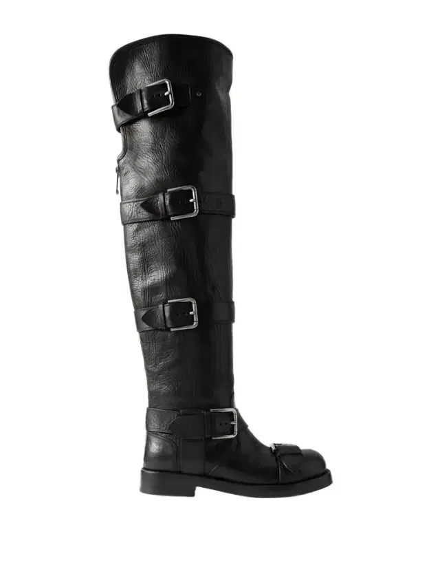 Bernini Buckled Crinkled-leather Over-the-knee Boots