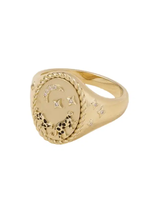 Yvonne Léon Chevalière Ovale La Savane 9-karat Gold, Diamond And Enamel Ring