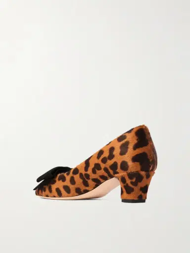 Valentino Garavani Bowow 25 Suede-trimmed Leopard-print Calf Hair Pumps | Thumbnail 3