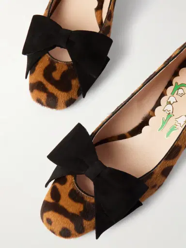 Valentino Garavani Bowow 25 Suede-trimmed Leopard-print Calf Hair Pumps | Thumbnail 4