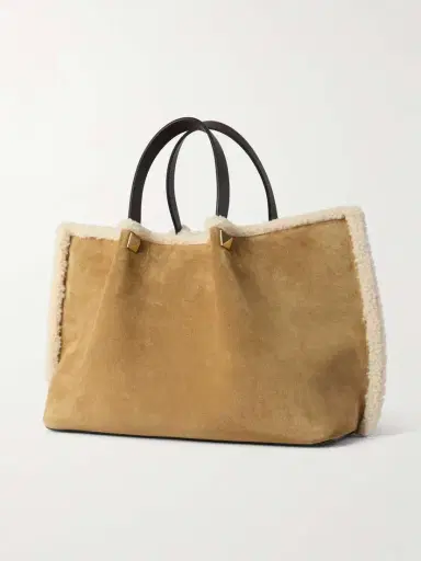 Valentino Garavani Vlogo Medium Leather-trimmed Embellished Suede Shoulder Bag | Thumbnail 3
