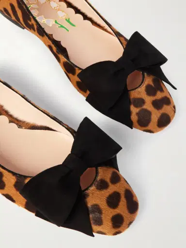 Valentino Garavani Bowow Suede-trimmed Leopard-print Calf Hair Ballet Flats | Thumbnail 4 Valentino Garavani Bowow Suede-trimmed Leopard-print Calf Hair Ballet Flats | Thumbnail 4