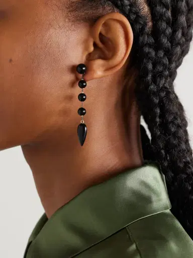 Sophie Buhai Small Phoenician Silver And Onyx Earrings | Thumbnail 2 Sophie Buhai Small Phoenician Silver And Onyx Earrings | Thumbnail 2