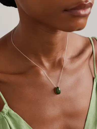 Sophie Buhai Tiny Egg Silver Jade Necklace | Thumbnail 2 Sophie Buhai Tiny Egg Silver Jade Necklace | Thumbnail 2