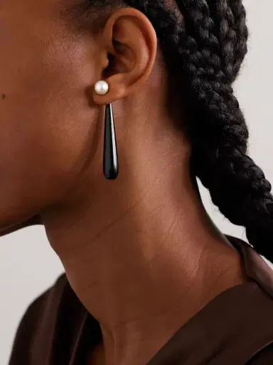 Sophie Buhai Medium Angelyne Onyx And Pearl Earrings | Thumbnail 2 Sophie Buhai Medium Angelyne Onyx And Pearl Earrings | Thumbnail 2
