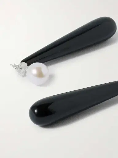 Sophie Buhai Medium Angelyne Onyx And Pearl Earrings | Thumbnail 3 Sophie Buhai Medium Angelyne Onyx And Pearl Earrings | Thumbnail 3
