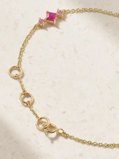 STONE AND STRAND Pink Power Princess 14-karat Gold, Ruby And Sapphire Bracelet | Thumbnail 3 STONE AND STRAND Pink Power Princess 14-karat Gold, Ruby And Sapphire Bracelet | Thumbnail 3