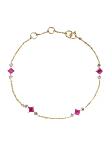 STONE AND STRAND Pink Power Princess 14-karat Gold, Ruby And Sapphire Bracelet | Thumbnail 1 STONE AND STRAND Pink Power Princess 14-karat Gold, Ruby And Sapphire Bracelet | Thumbnail 1