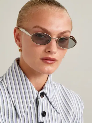 Bottega Veneta Eyewear Sardine Oval-frame Silver-tone Sunglasses | Thumbnail 2