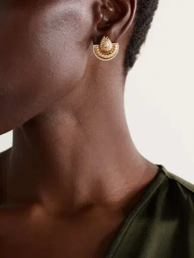 L’Atelier Nawbar Bond Street Fan 18-karat Gold Diamond Earrings | Thumbnail 2