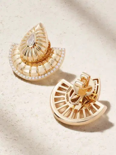 L’Atelier Nawbar Bond Street Fan 18-karat Gold Diamond Earrings | Thumbnail 3