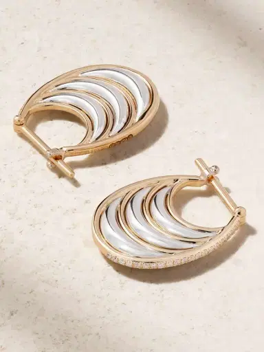 L’Atelier Nawbar Triple Bloop Moo 18-karat Yellow And White Gold Diamond Earrings | Thumbnail 3