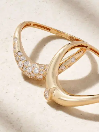 L’Atelier Nawbar Boa Stackable Set Of Two 18-karat Gold Diamond Rings | Thumbnail 4 L’Atelier Nawbar Boa Stackable Set Of Two 18-karat Gold Diamond Rings | Thumbnail 4