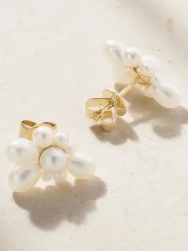 Sophie Bille Brahe Petite Amis Fleur 14-karat Recycled Gold Pearl Earrings | Thumbnail 3 Sophie Bille Brahe Petite Amis Fleur 14-karat Recycled Gold Pearl Earrings | Thumbnail 3