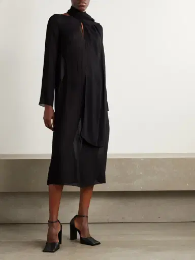 Alaïa Cutout Tie-neck Mesh Midi Dress | Thumbnail 2