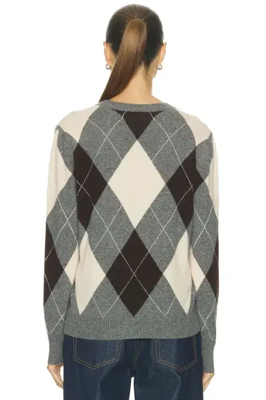 ENZA COSTA Knit Cashmere Argyle Sweater | Thumbnail 3