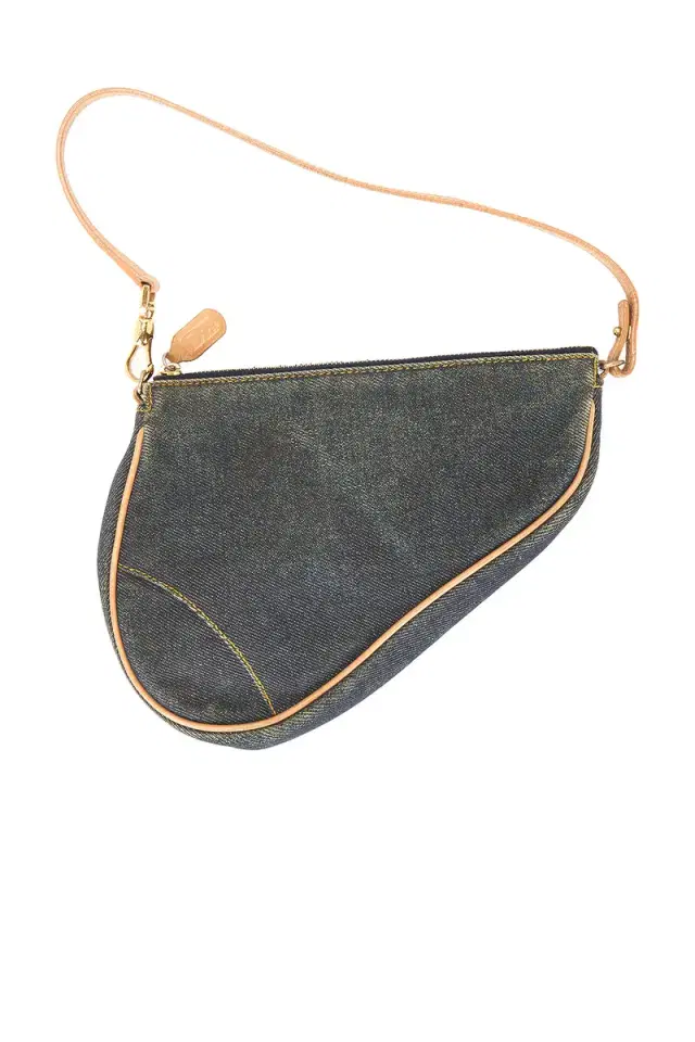 FWRD Renew Dior Denim Vintage Pochette Saddle Bag