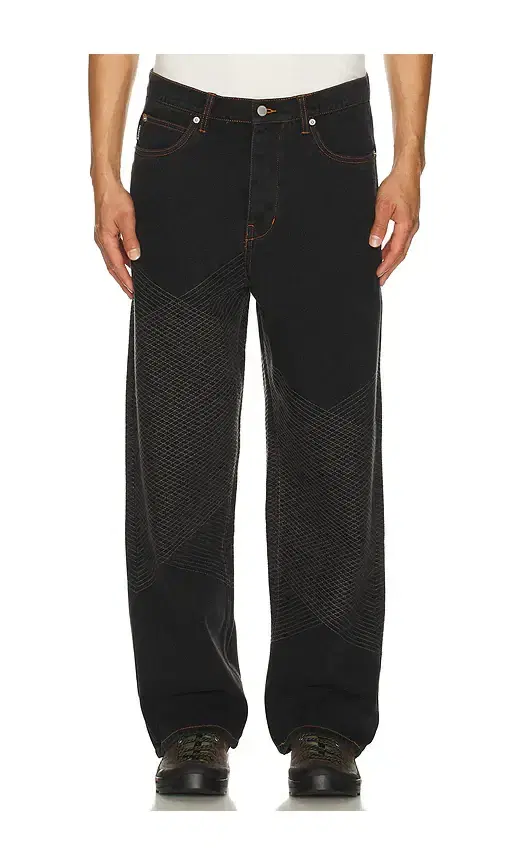 Pleasures Grid Embroidered Baggy Jeans
